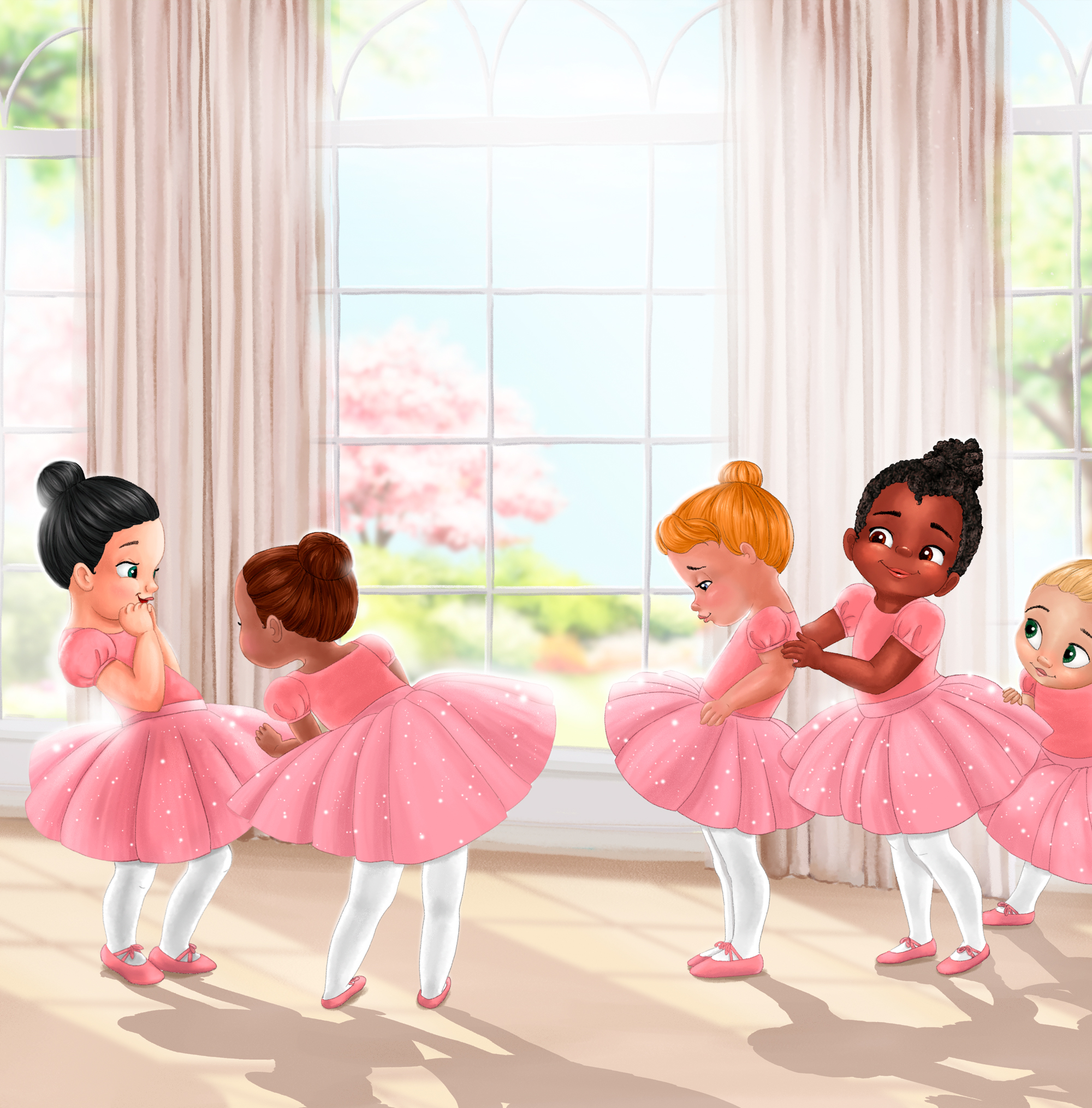 Tutu Tales Digital Illustration Sunlight Ballet Studio Ballerinas